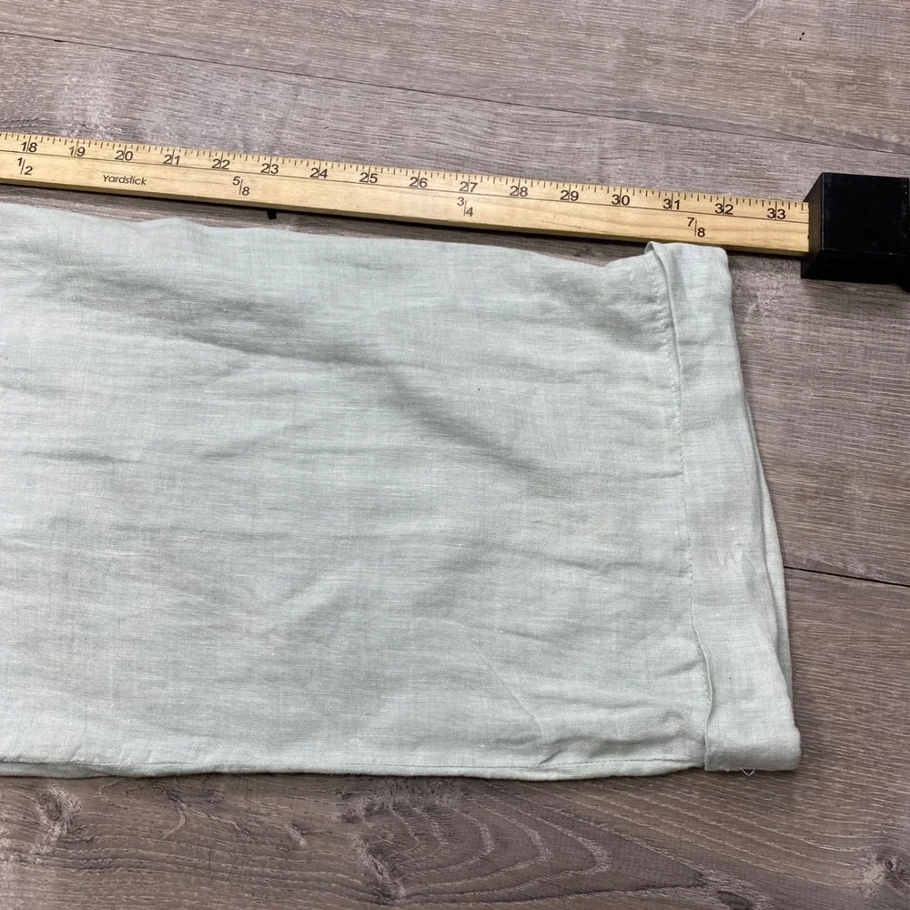 Inserch Dress Pants Mens 38x32 Green 100% Linen Pleated Cuffed Summer Beach